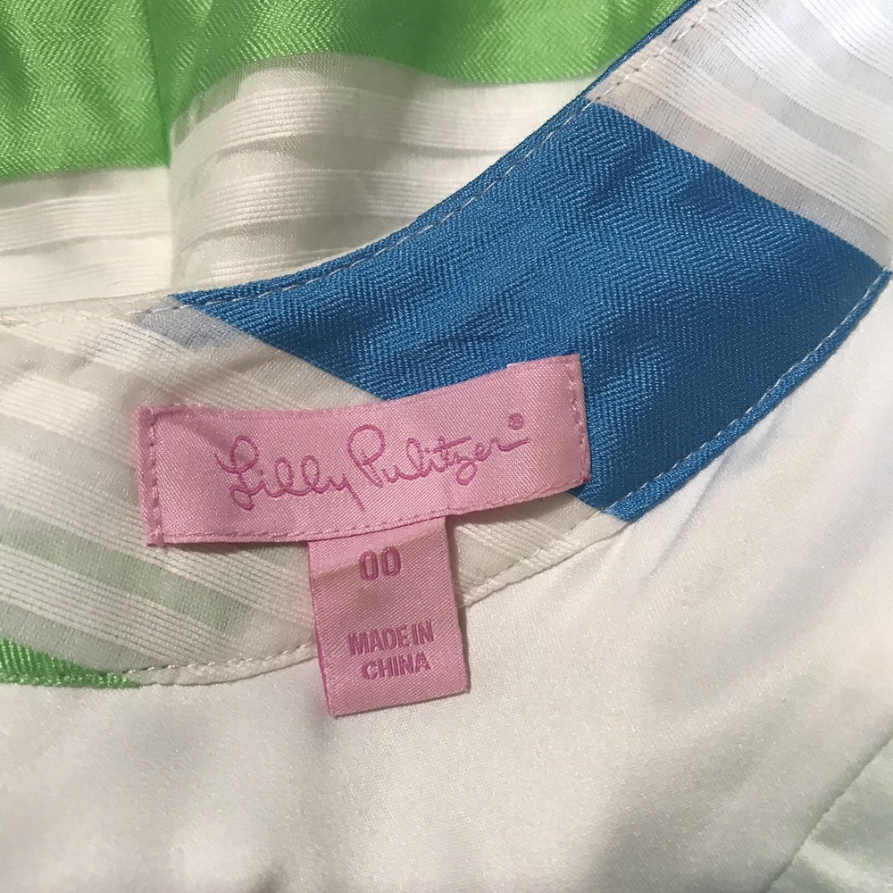 Lilly Pulitzer Henley Corded Organza Striped Sheath Dress Bow Neck‎ Women's OO - Picture 5 of 7